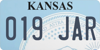 KS license plate 019JAR