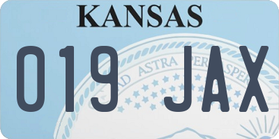 KS license plate 019JAX