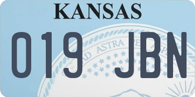 KS license plate 019JBN