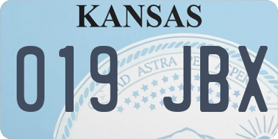 KS license plate 019JBX