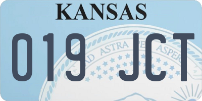 KS license plate 019JCT