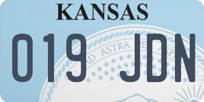 KS license plate 019JDN