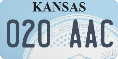 KS license plate 020AAC