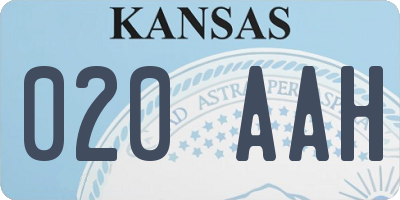 KS license plate 020AAH