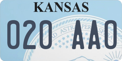 KS license plate 020AAO