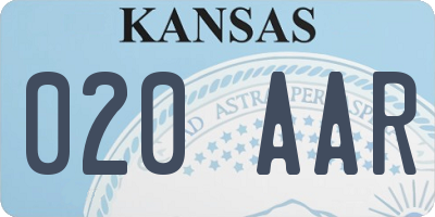 KS license plate 020AAR