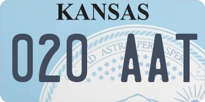 KS license plate 020AAT