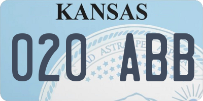 KS license plate 020ABB
