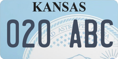 KS license plate 020ABC