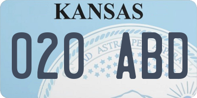 KS license plate 020ABD