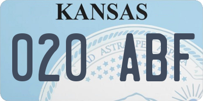 KS license plate 020ABF