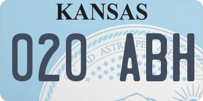 KS license plate 020ABH