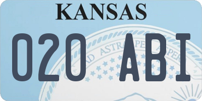 KS license plate 020ABI
