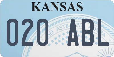 KS license plate 020ABL