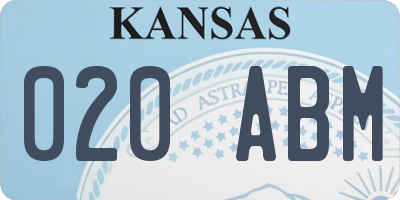 KS license plate 020ABM