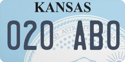 KS license plate 020ABO