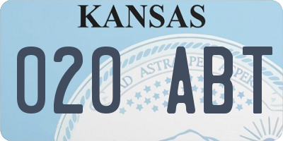 KS license plate 020ABT