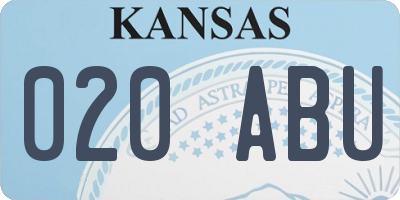 KS license plate 020ABU