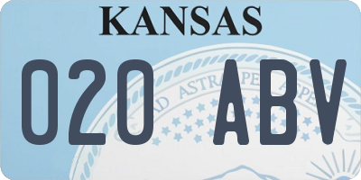 KS license plate 020ABV