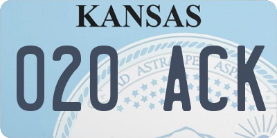 KS license plate 020ACK