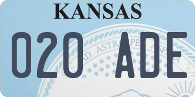 KS license plate 020ADE
