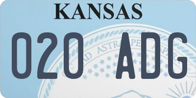 KS license plate 020ADG