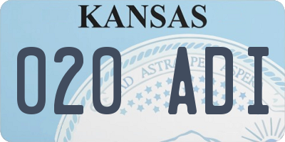 KS license plate 020ADI