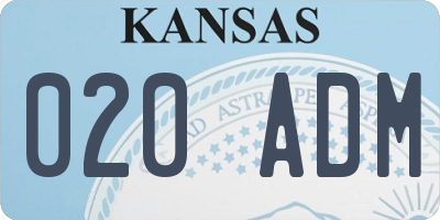 KS license plate 020ADM