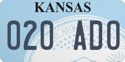 KS license plate 020ADO