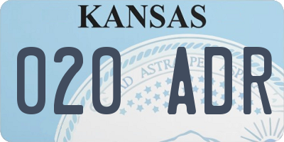 KS license plate 020ADR