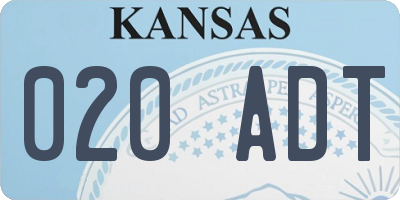 KS license plate 020ADT
