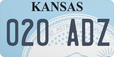 KS license plate 020ADZ