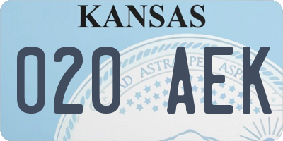 KS license plate 020AEK