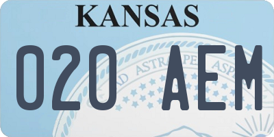 KS license plate 020AEM