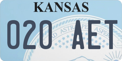 KS license plate 020AET