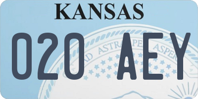 KS license plate 020AEY