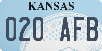 KS license plate 020AFB