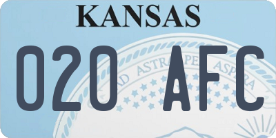 KS license plate 020AFC