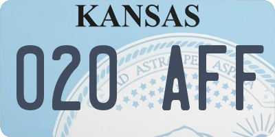 KS license plate 020AFF