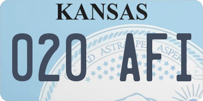 KS license plate 020AFI