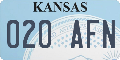 KS license plate 020AFN