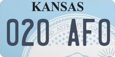 KS license plate 020AFO