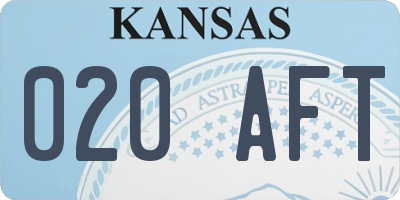 KS license plate 020AFT