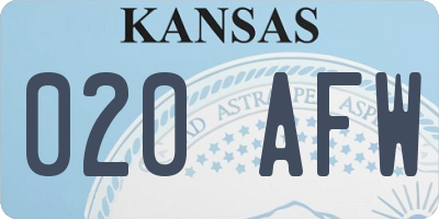 KS license plate 020AFW