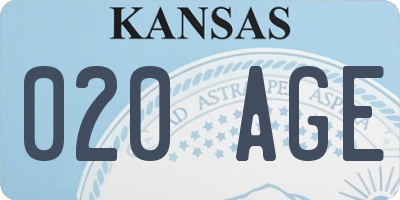 KS license plate 020AGE