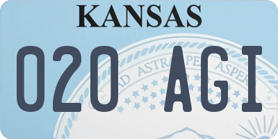 KS license plate 020AGI