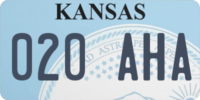 KS license plate 020AHA