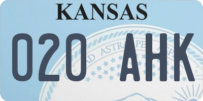KS license plate 020AHK