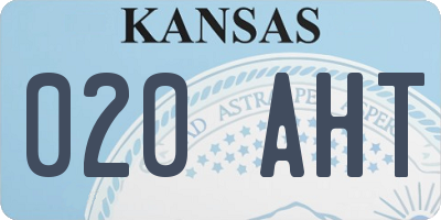 KS license plate 020AHT