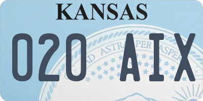 KS license plate 020AIX